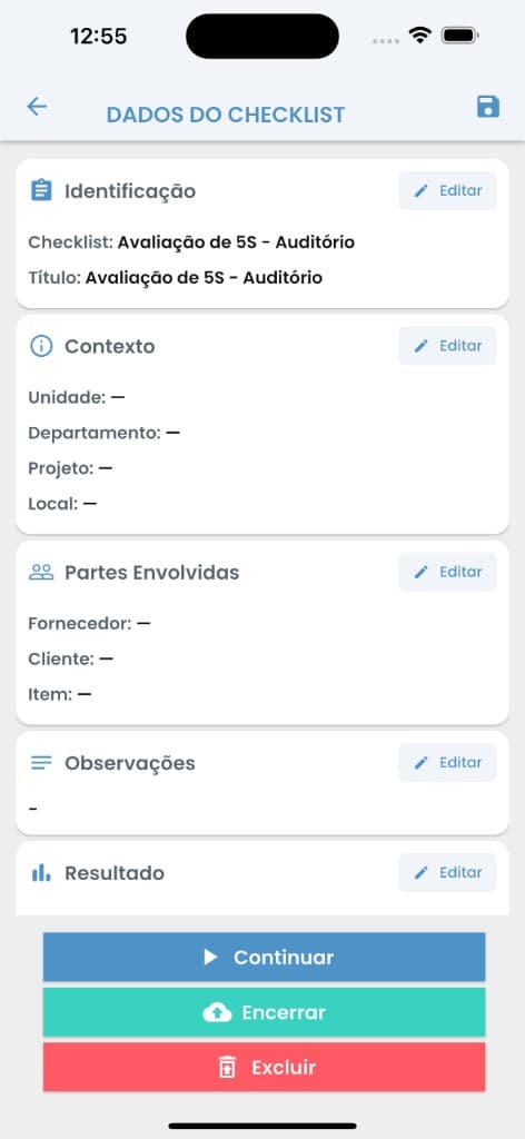 Smart apps Mobile — checklist data