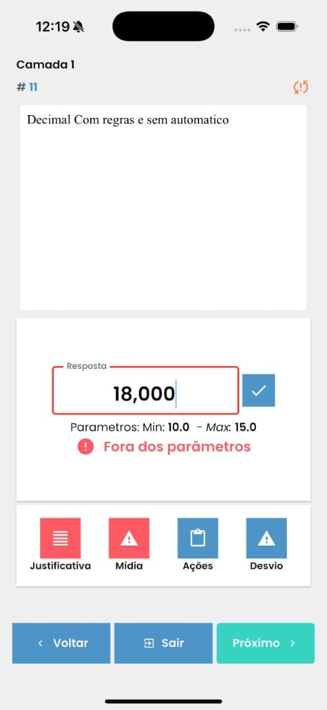 Smart apps Mobile — validação de parâmetros
