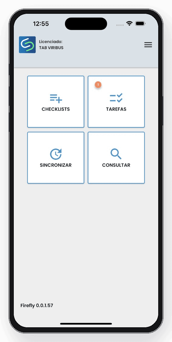 Smart apps — menu e barra do app