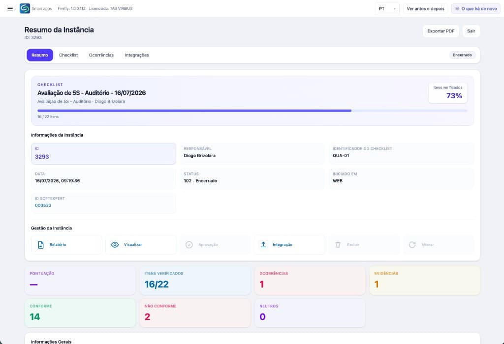 Smart App Web — Resumo da Inspeção